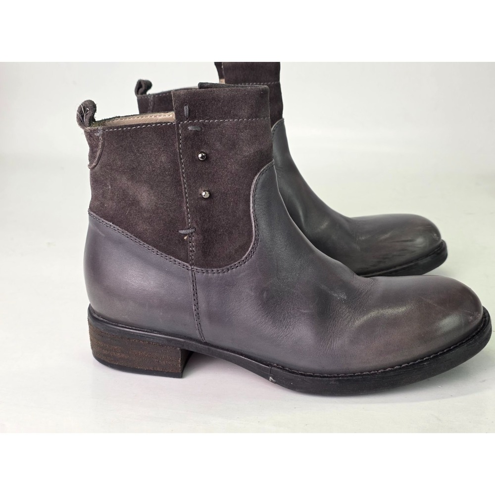 Alberto Fermani Women's Boots Size 5.5 Gray Leather Suede Zip Ankle Shoes Italy